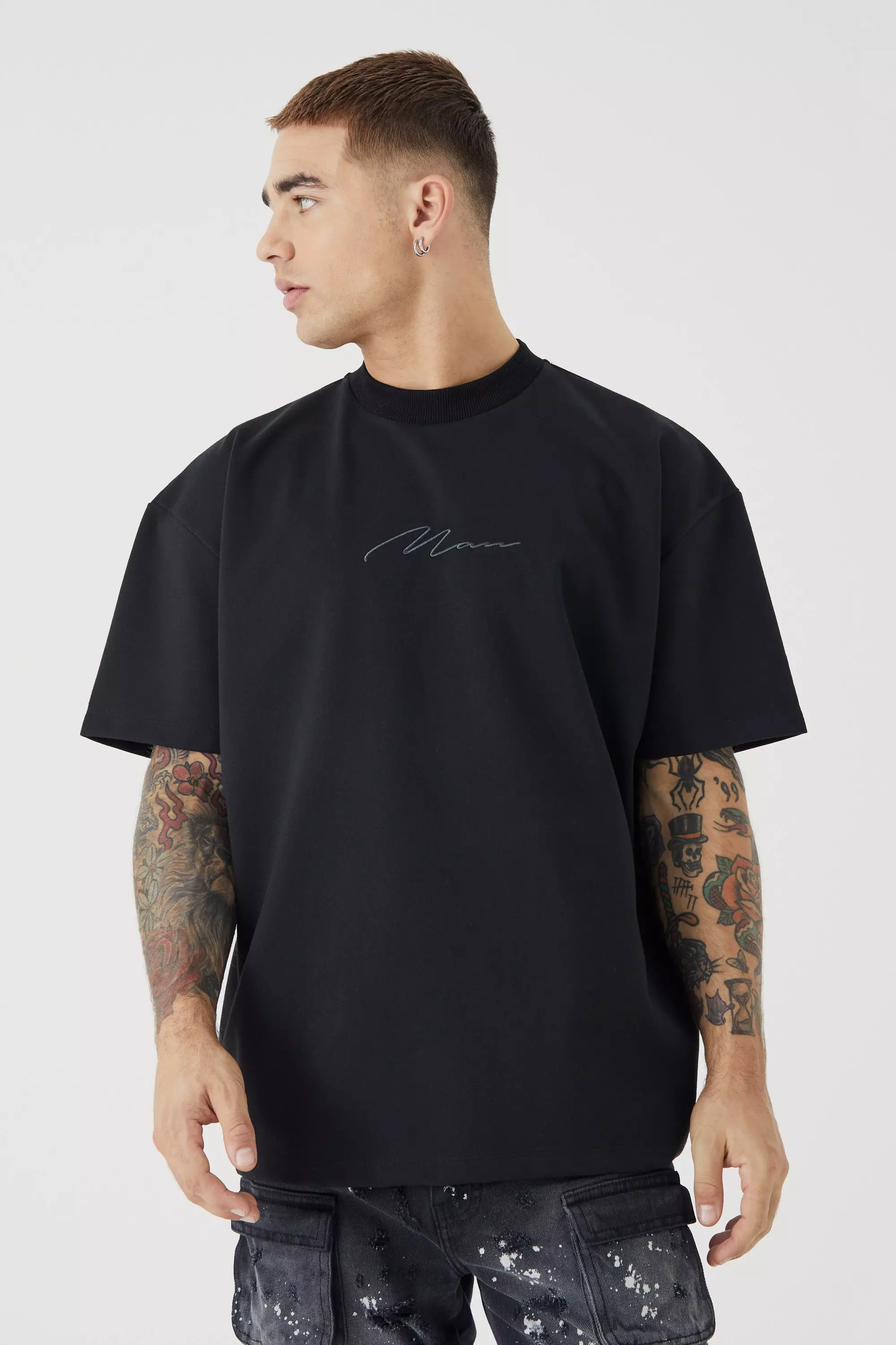 T-shirt oversize premium à broderie, Black autre image