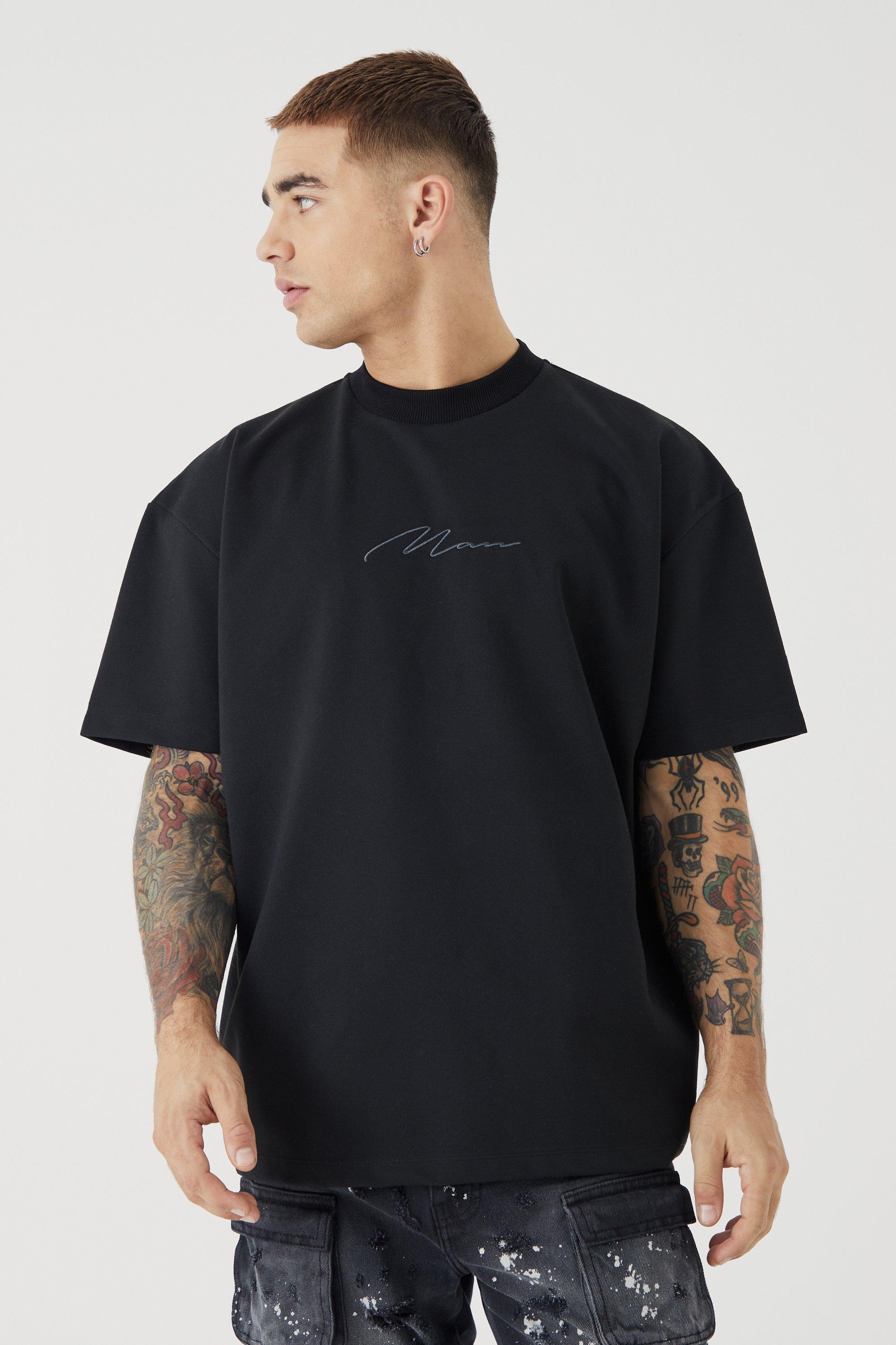 Oversized Premium Super Heavyweight Embroidered T-shirt | boohooMAN USA