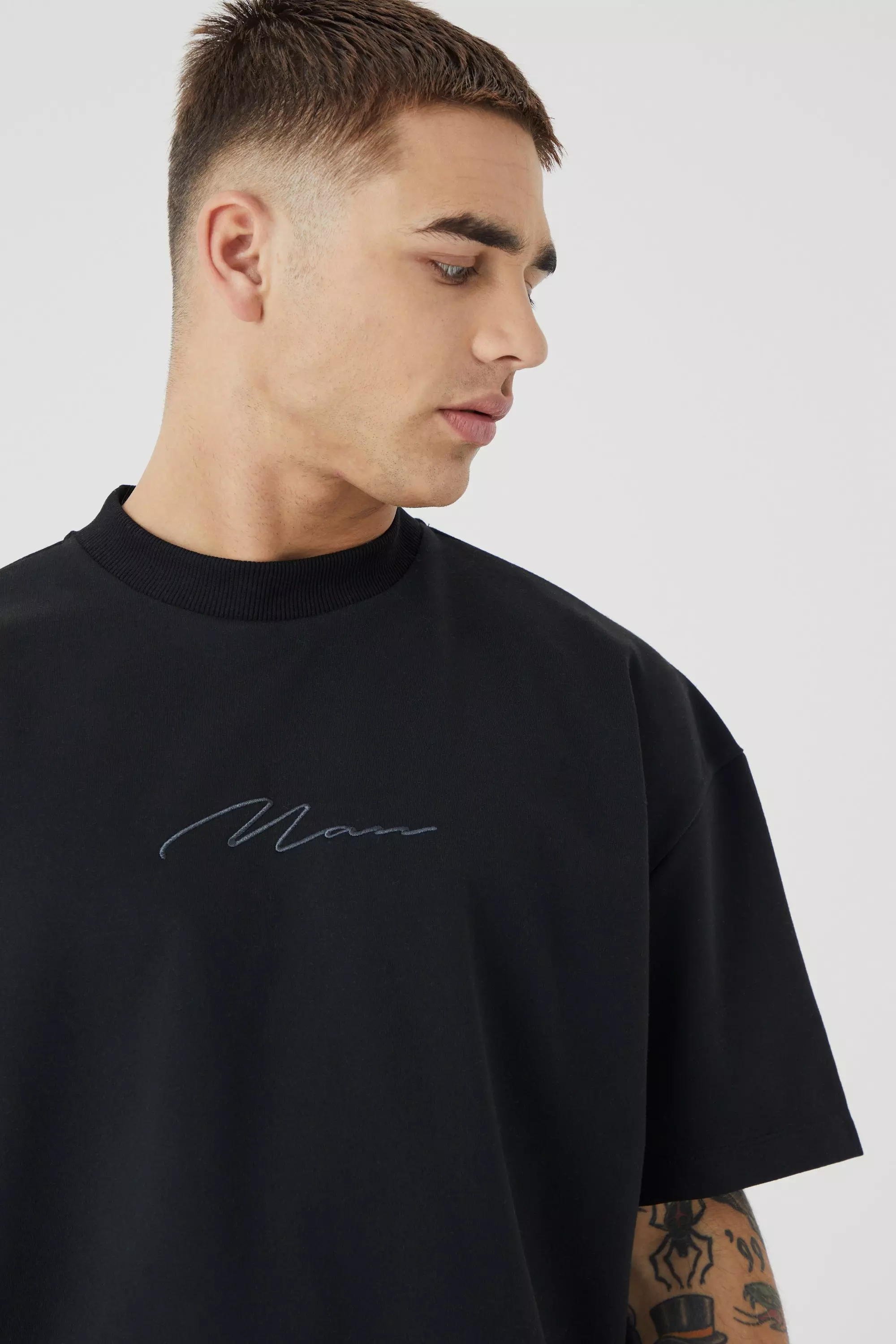 T-shirt oversize premium à broderie, Black autre image