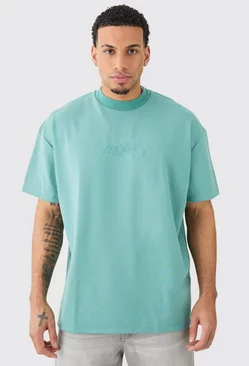 Oversized Premium Super Heavyweight Embroidered T-shirt Teal