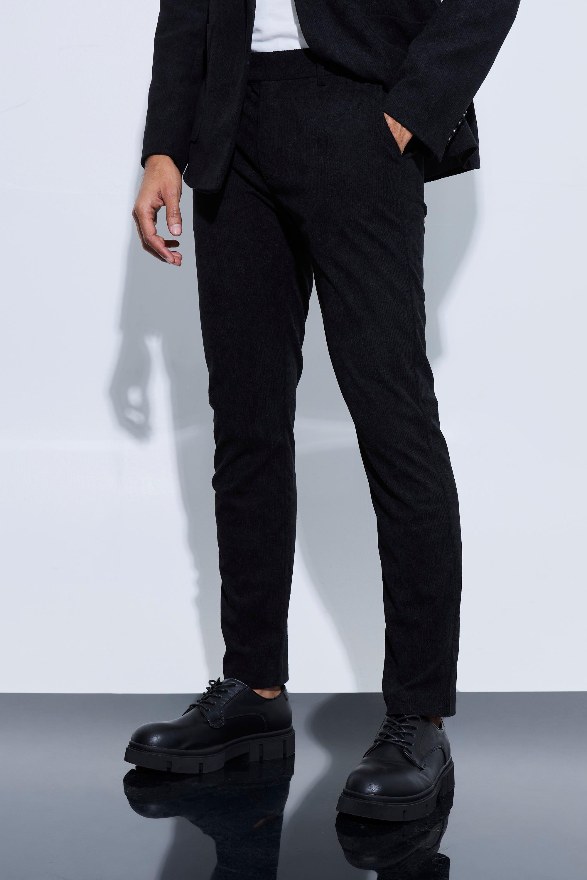 Black Getailleerde Corduroy Skinny Fit Broek