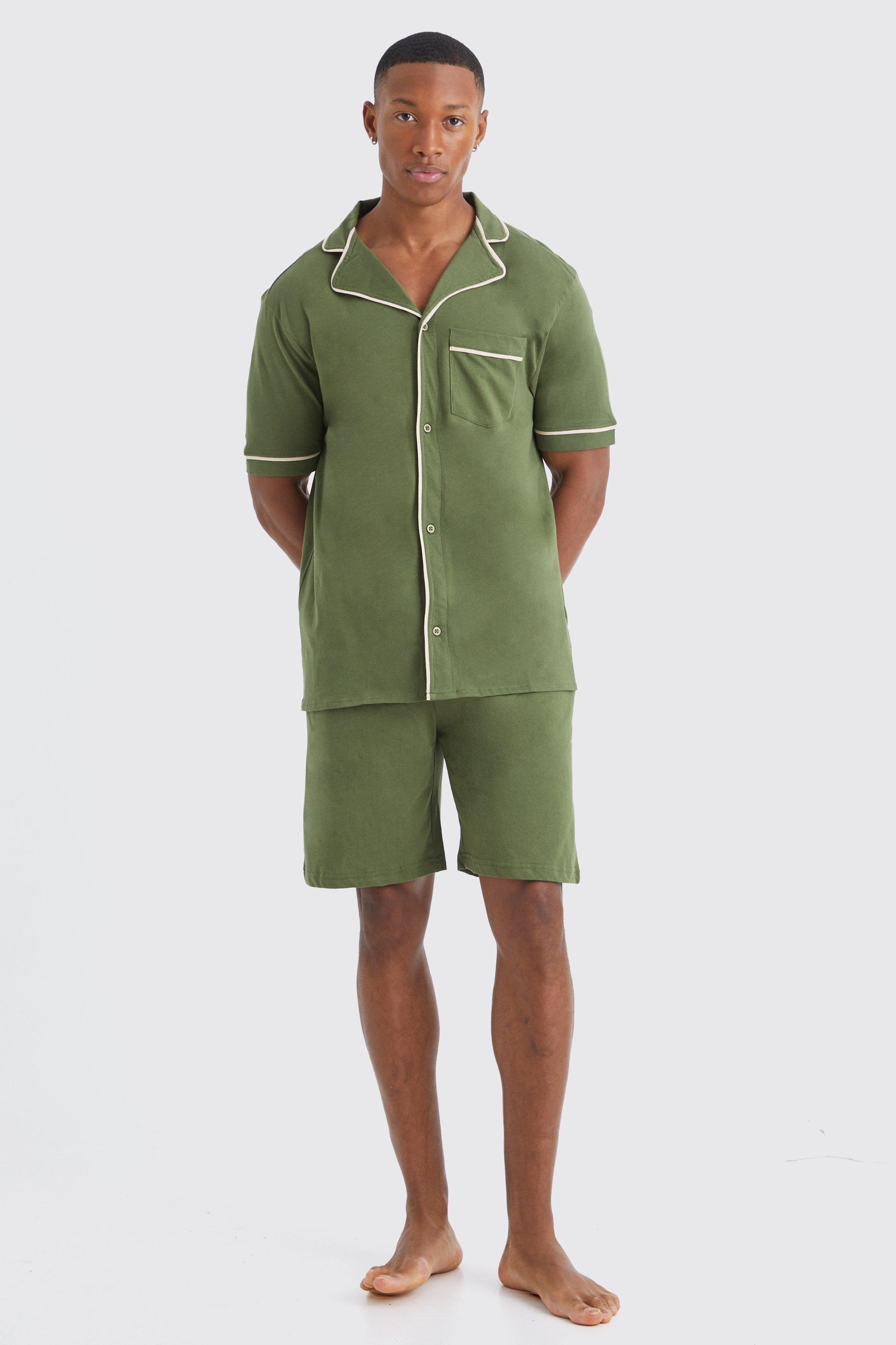 Piping Shirt Short Lounge Set boohooMAN USA