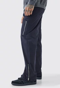 Black Tall Fixed Waist Relaxed Peached Cargo Trouser