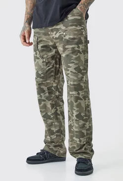 Tall Fixed Waist Relaxed Twill Camo Carpenter Trouser Multi