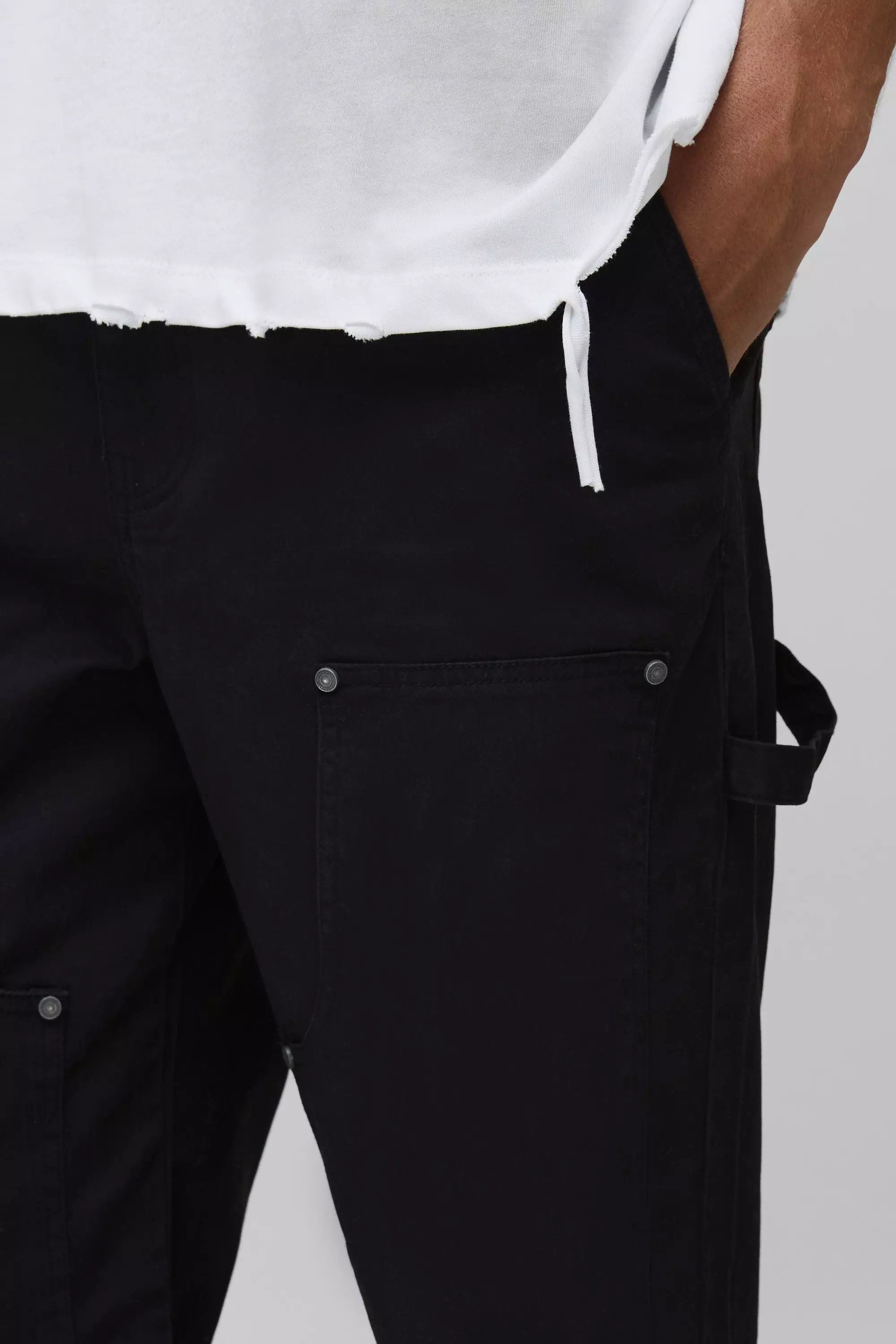 Tall Fixed Waist Relaxed Twill Carpenter Trouser | boohooMAN USA