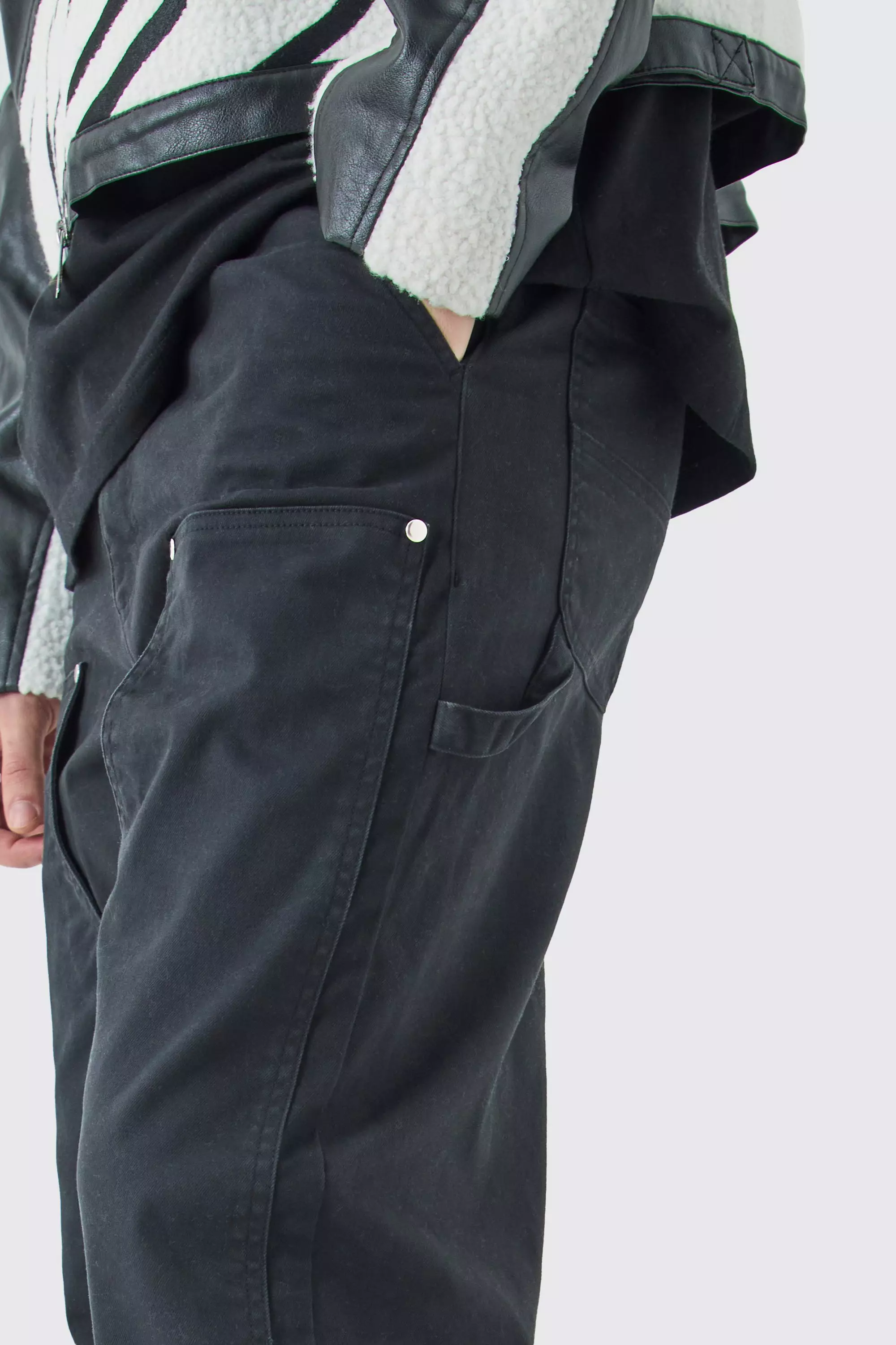 Tall Fixed Waist Relaxed Twill Carpenter Trouser | boohooMAN USA