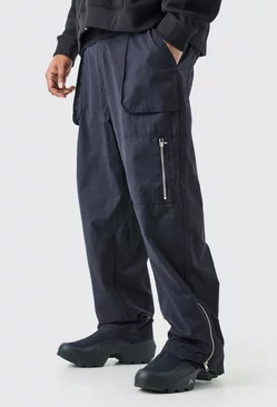 Plus Fixed Waist Relaxed Peached Cargo Trouser Black