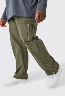 Plus Fixed Waist Relaxed Peached Cargo Trouser Green