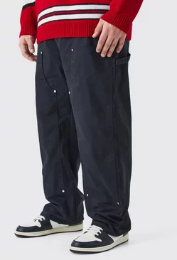Plus Fixed Waist Relaxed Twill Carpenter Trouser Black