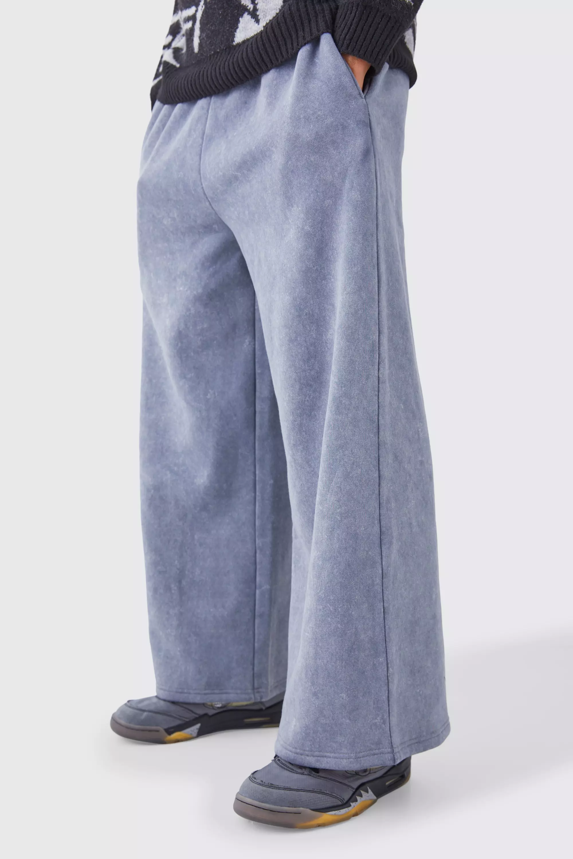 Extreme Wide Leg Washed Jogger Charcoal