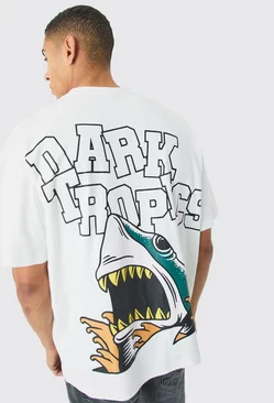 White Oversized Interlock Dt Shark T-shirt