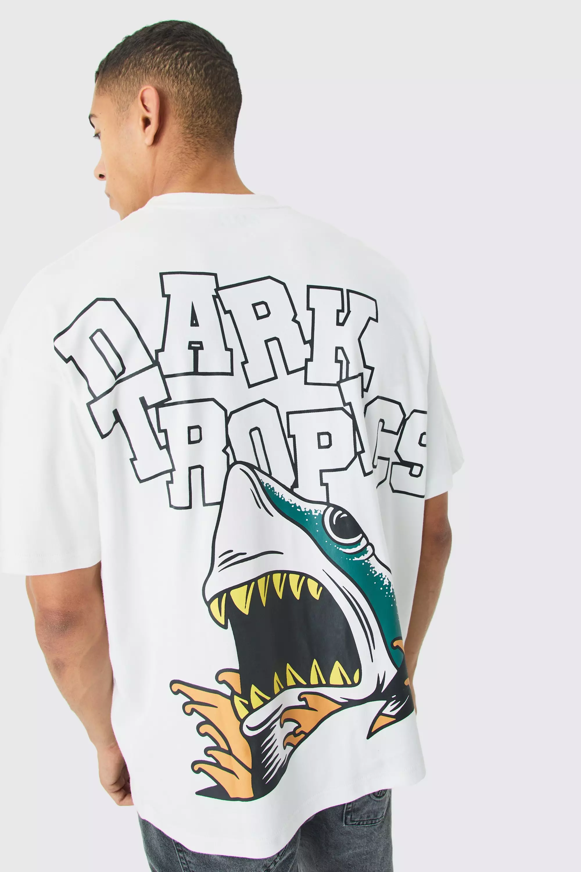 White Oversized Interlock Dt Shark T-shirt