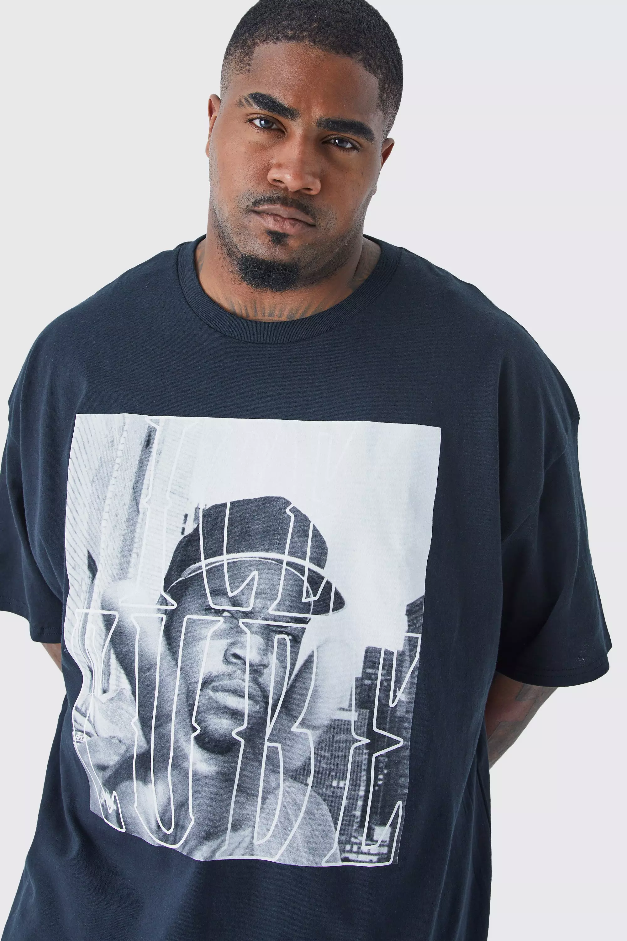 Plus Size Ice Cube Chest Print License T-shirt | boohooMAN USA