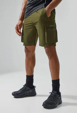 Man Active Lightweight Cargo Shorts Khaki