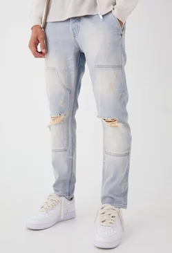 Blue Slim Rigid Carpenter Ripped Jeans