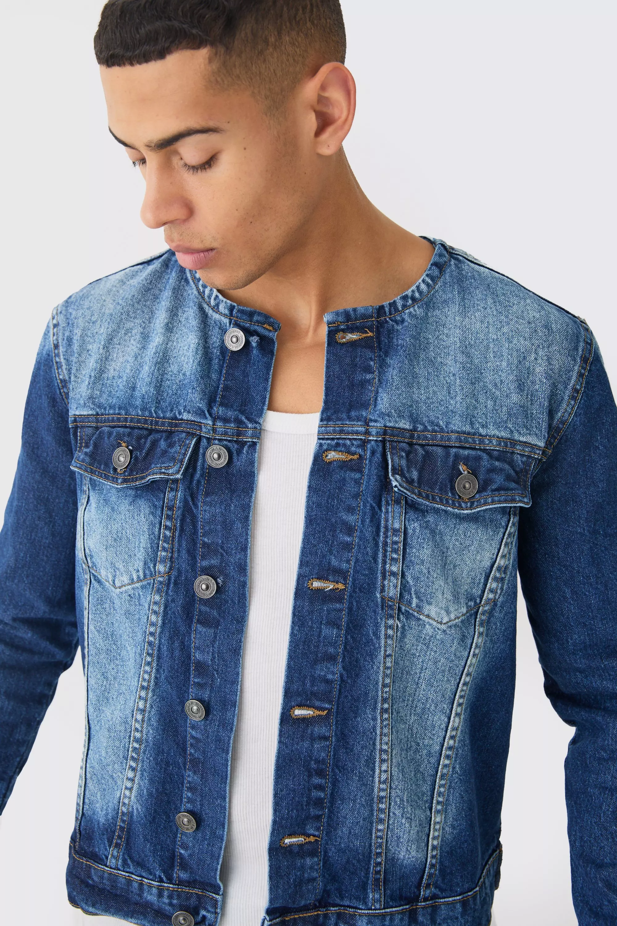 Veste en jean sans col