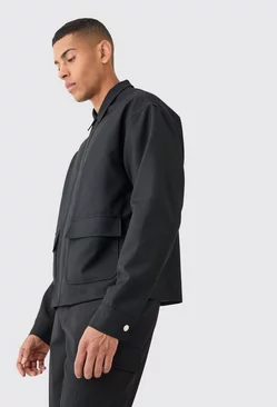 Black Tailored Harrington Jacket