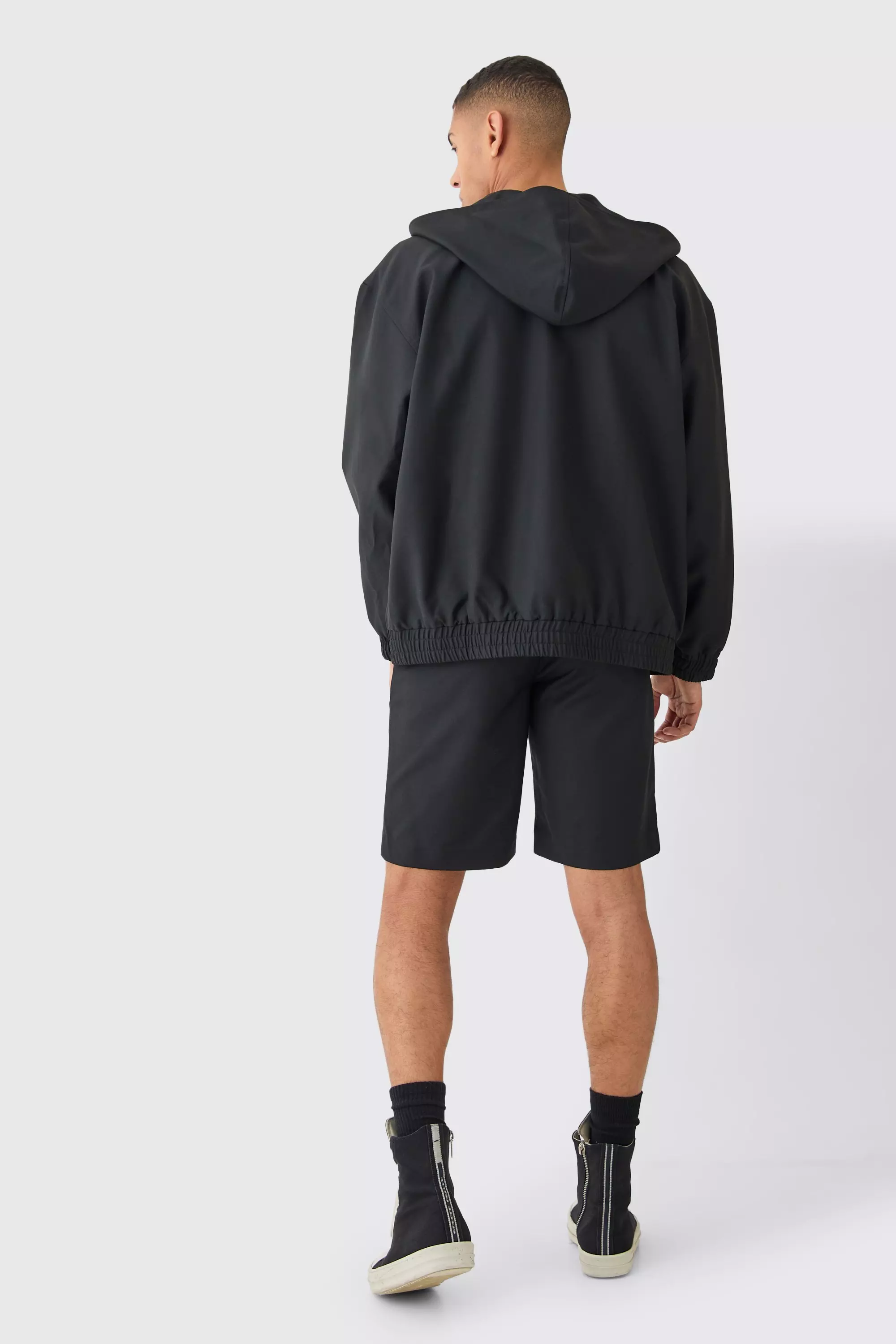 Black Oversized Hooded Smart Bomber Jacket alternative image