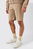 Taupe Getailleerde Baggy Shorts
