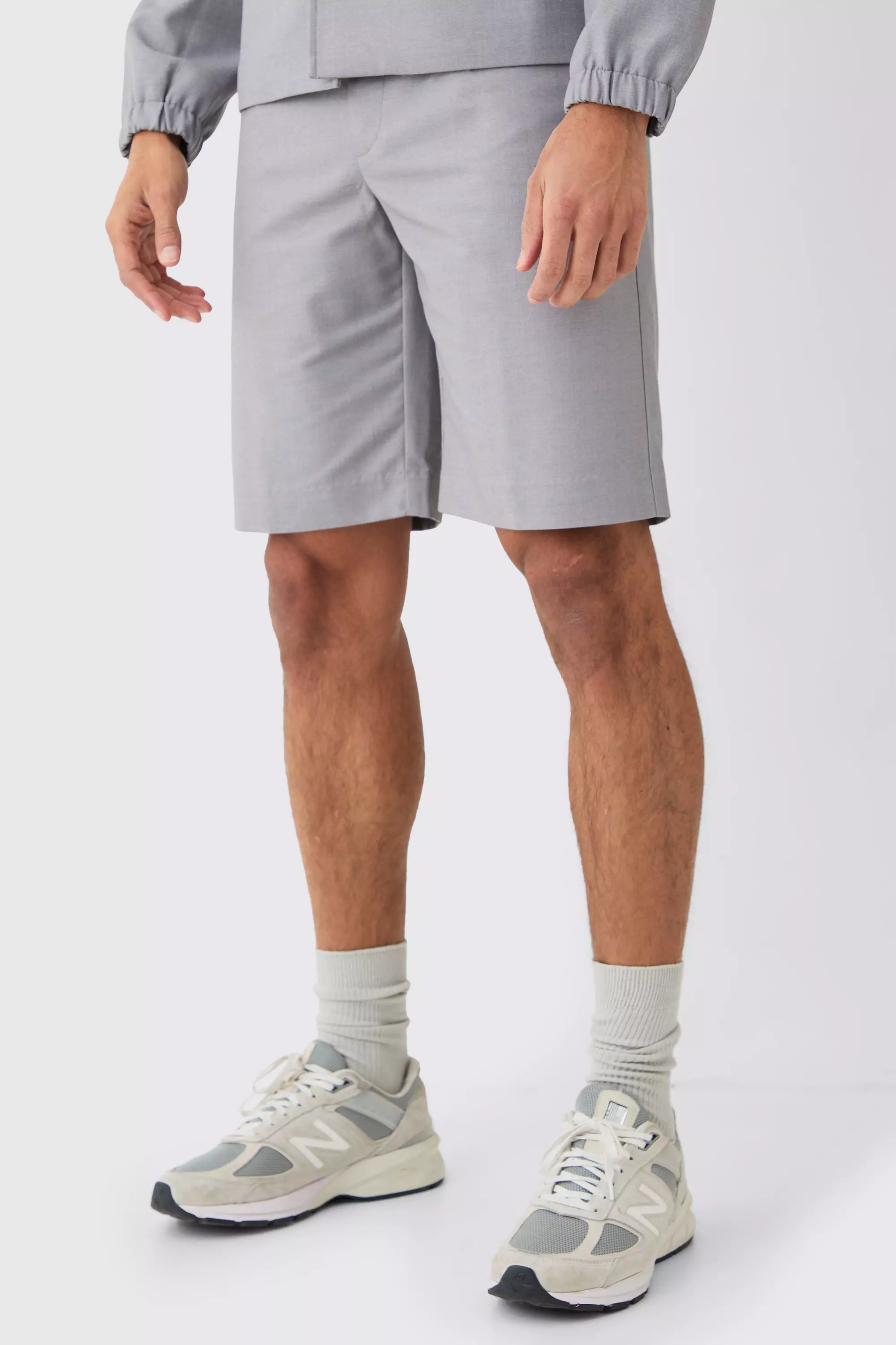 Slim Fit Tailored Shorts Grey