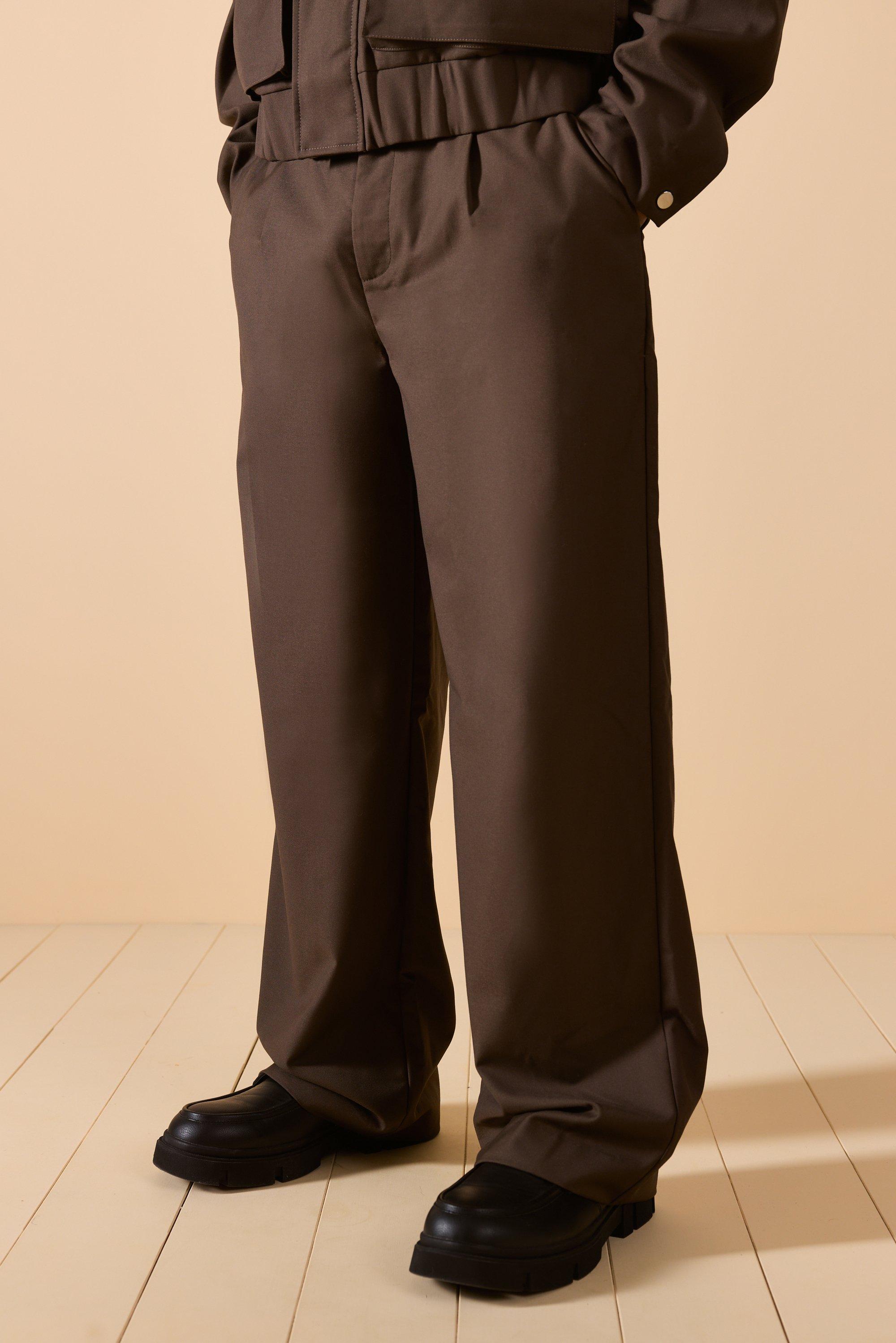 Wide Leg Work Trousers in Khaki, Trousers