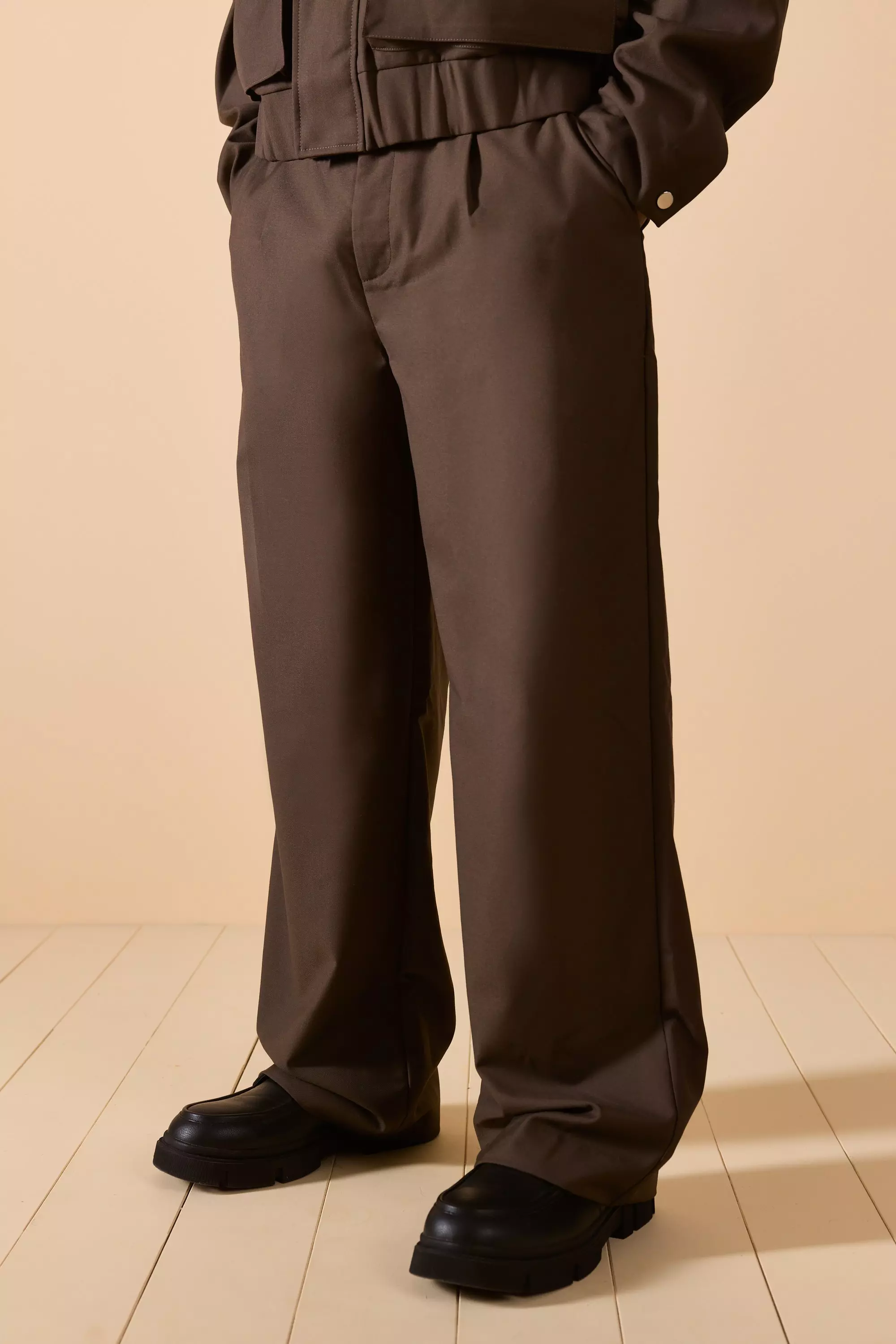 Chocolate Belted Tailored Wide Leg Trousers alternative image
