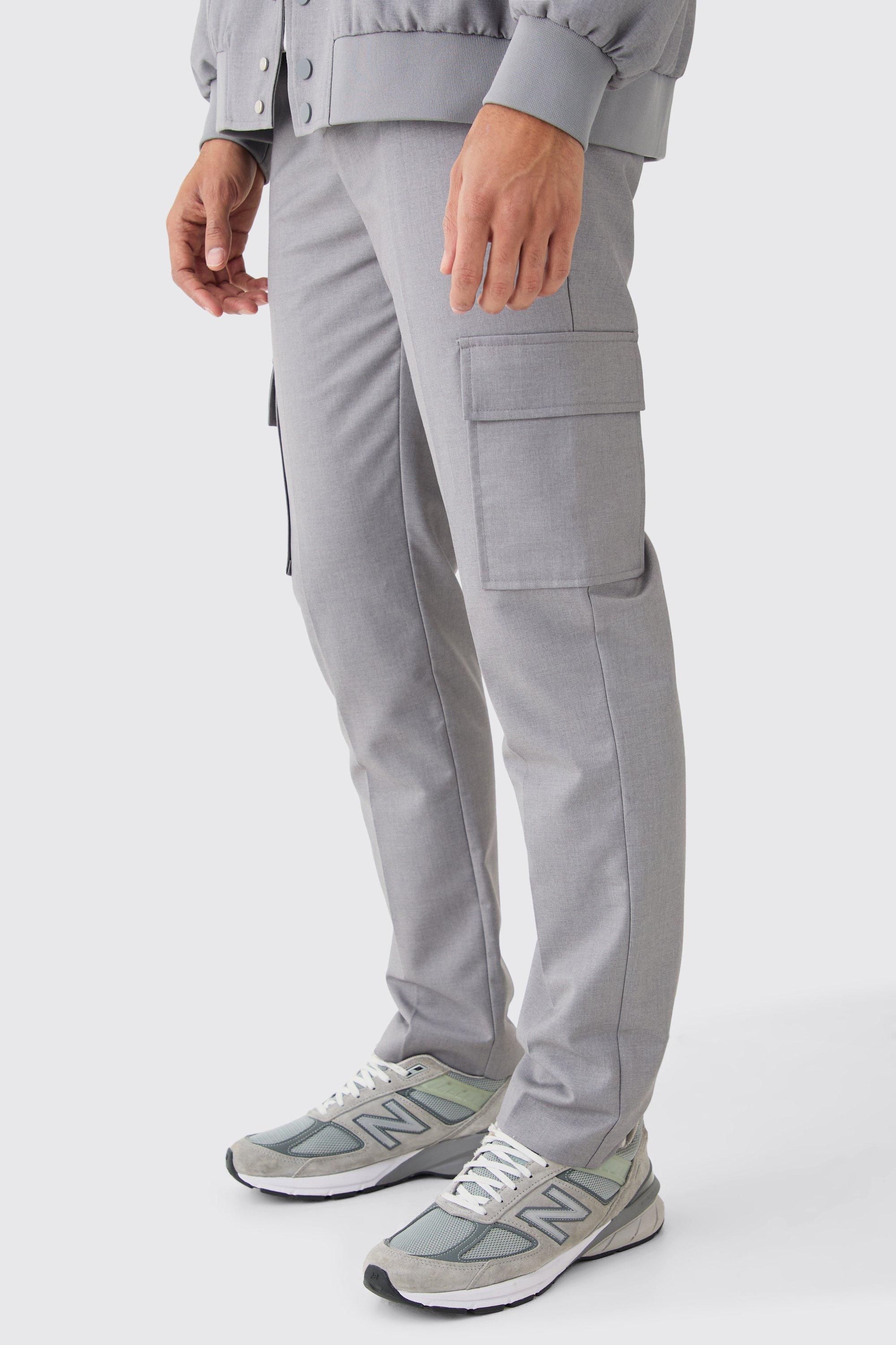 Gerade Hose mit Cargo-Taschen, Grey