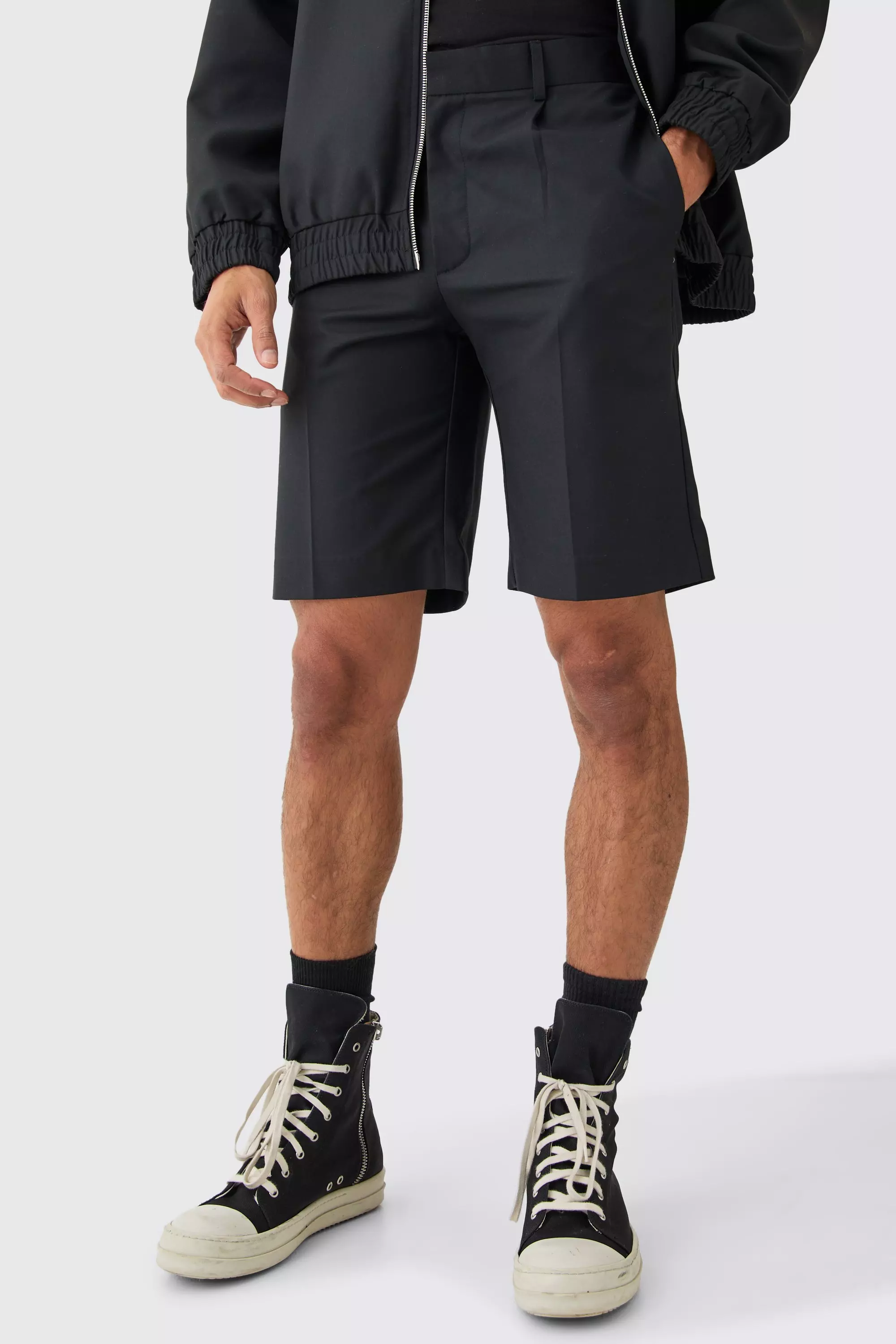 Black Tailored Relaxed Fit Shorts