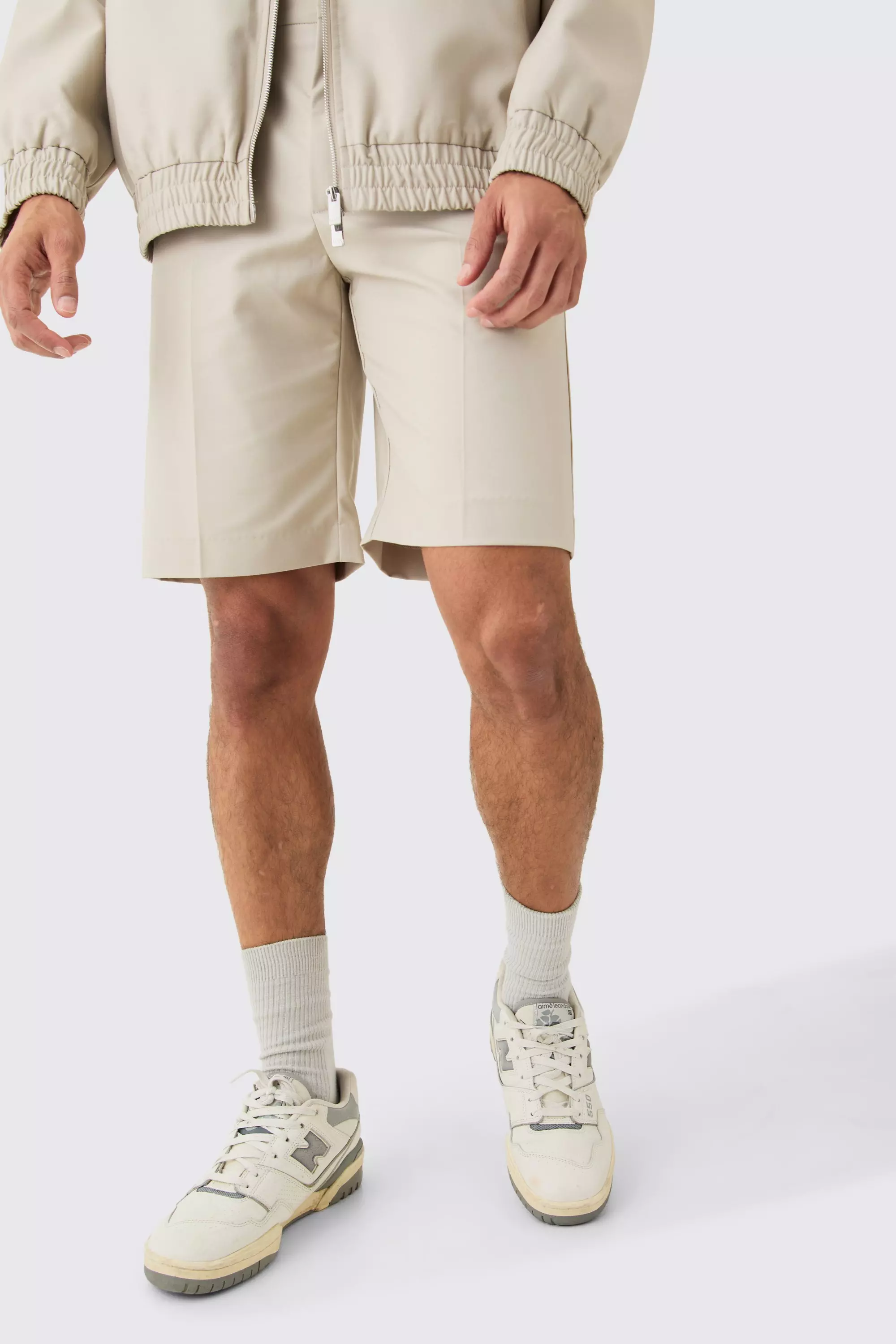 Stone Beige Tailored Relaxed Fit Shorts