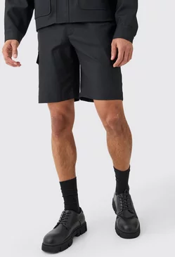 Tailored Relaxed Cargo Shorts Black