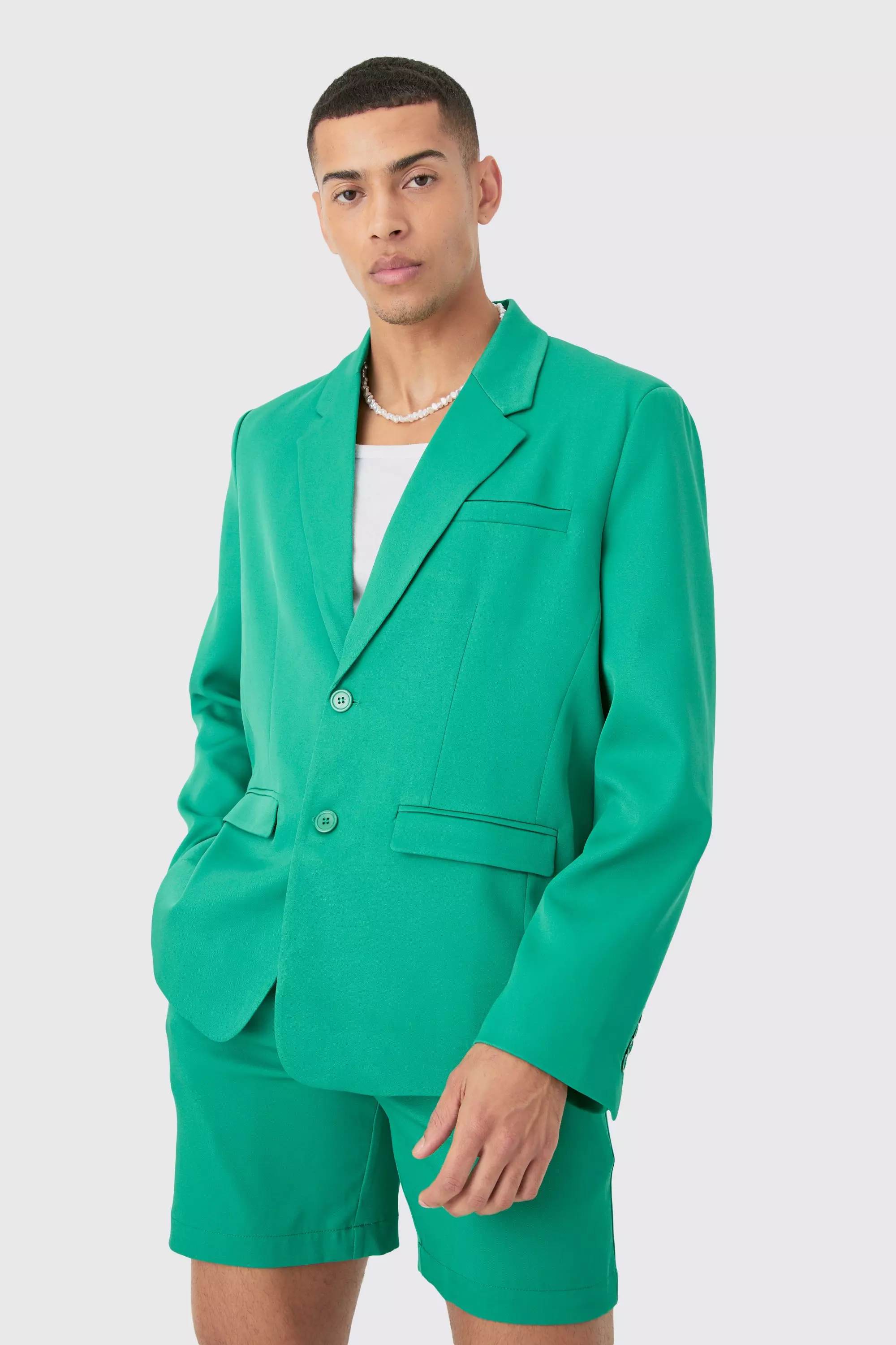 Green Mix & Match Oversized Single Breasted Blazer