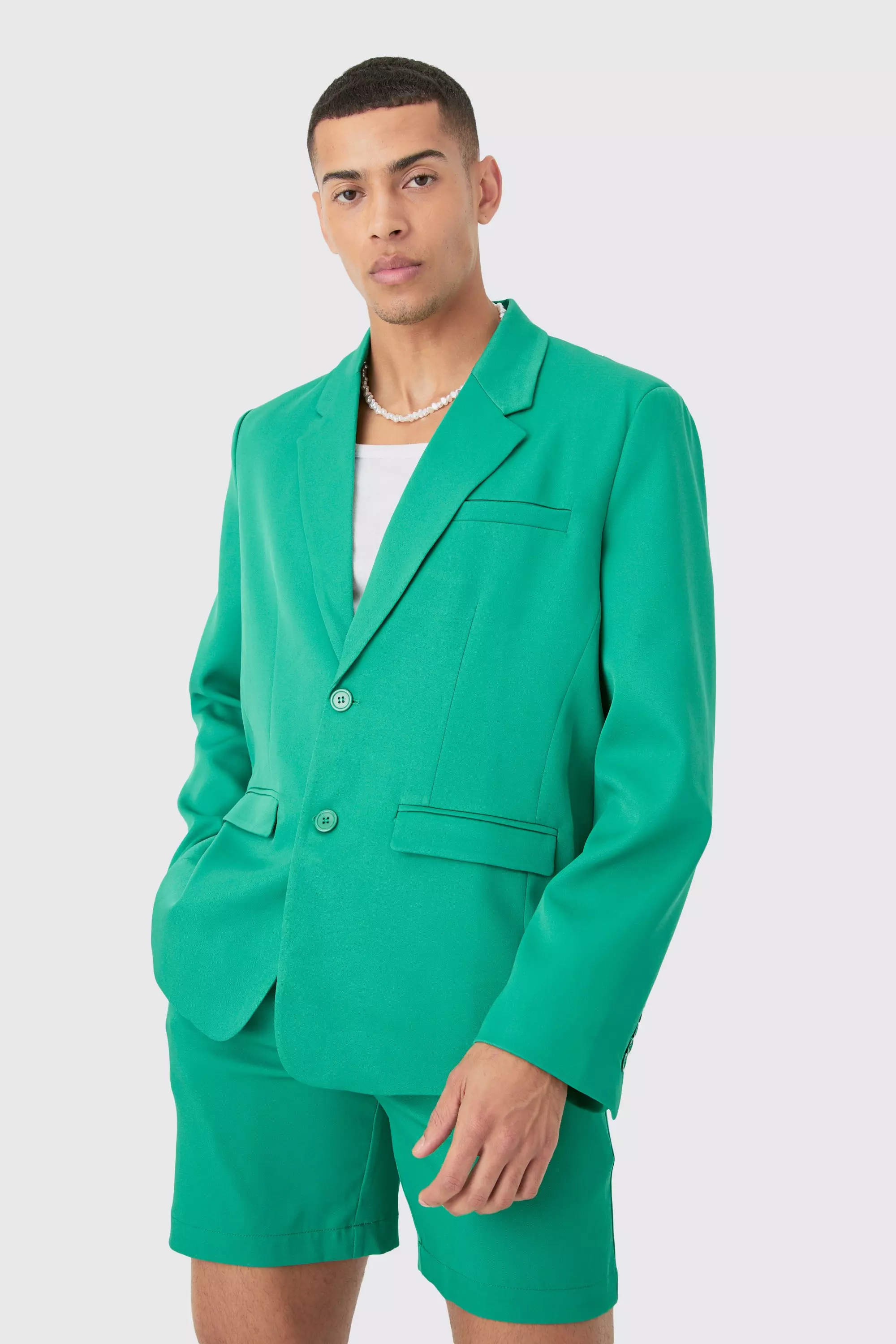 Mix & Match Oversized Single Breasted Blazer Green