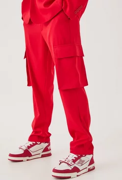 Mix & Match Tailored Cargo Trousers Red