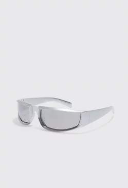 Racer Wrap Sunglasses Silver