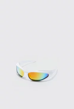 Mirror Lens Racer Sunglasses White