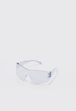 Shield Lens Sunglasses Silver