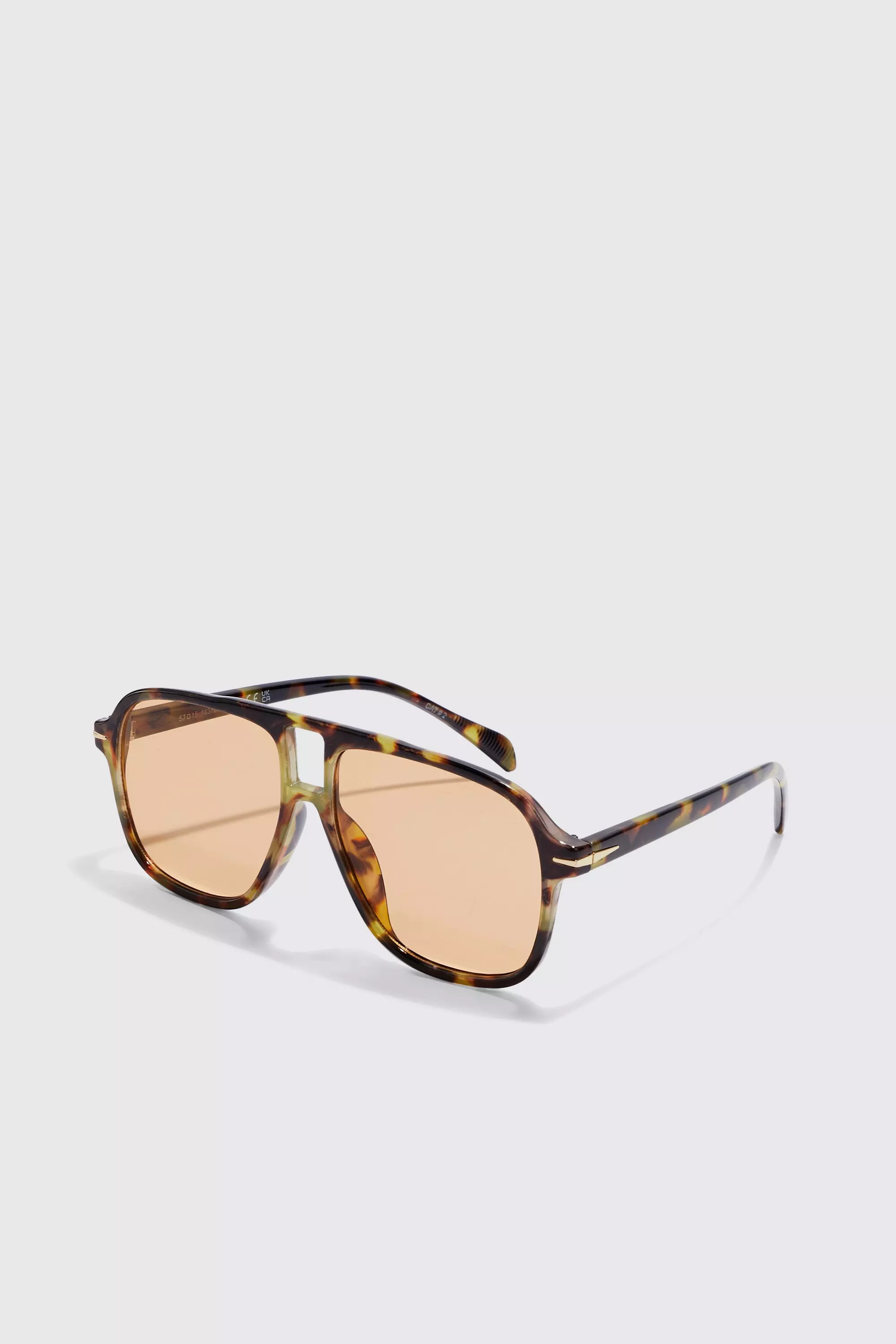 Brown Plastic Aviator Clear Lens Sunglasses alternative image