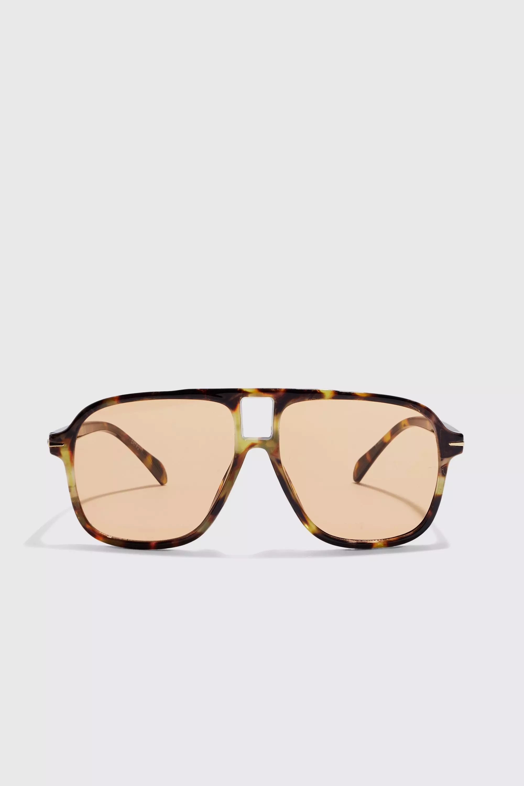 Brown Plastic Aviator Clear Lens Sunglasses alternative image