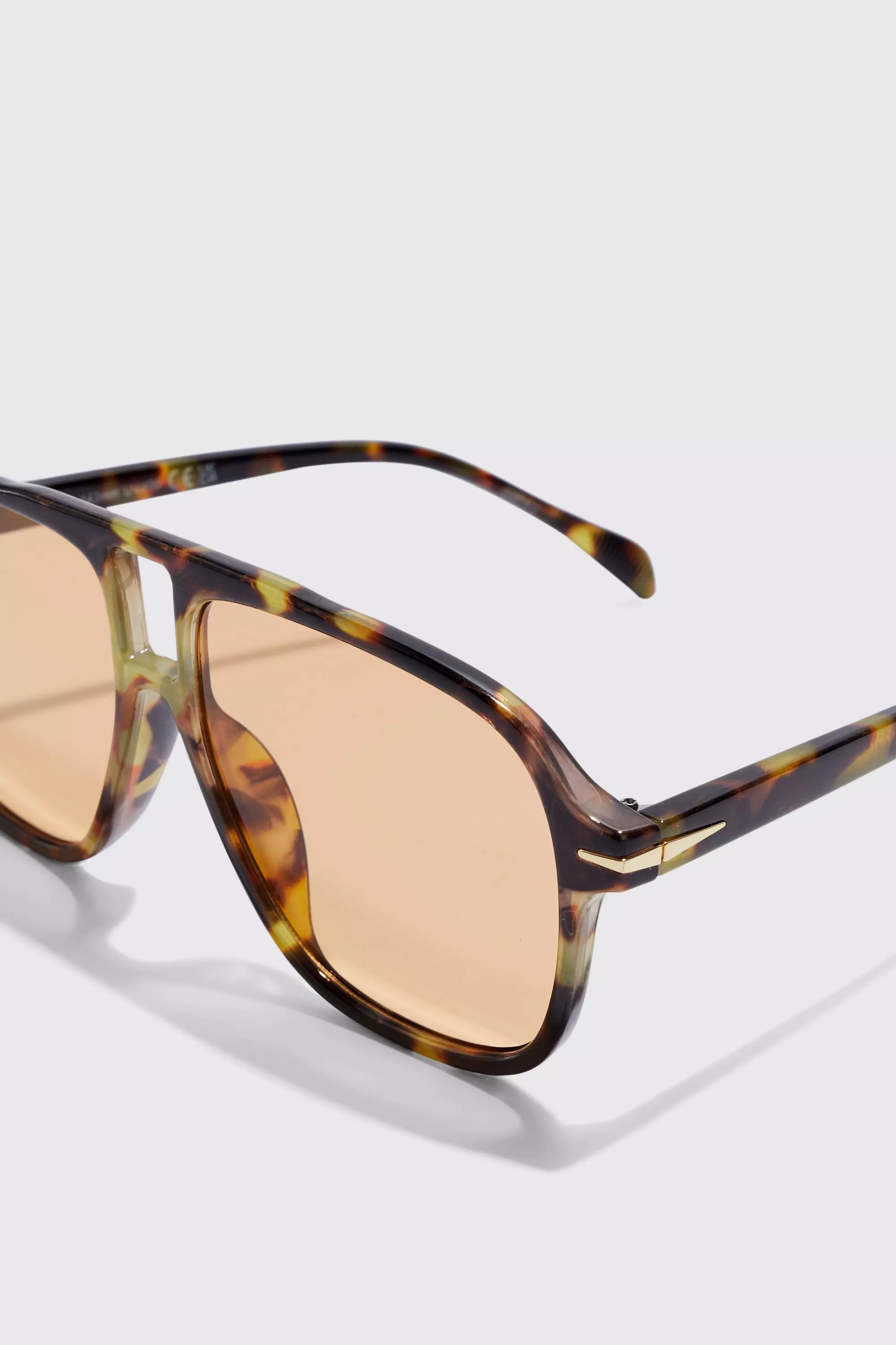 Brown Plastic Aviator Clear Lens Sunglasses alternative image