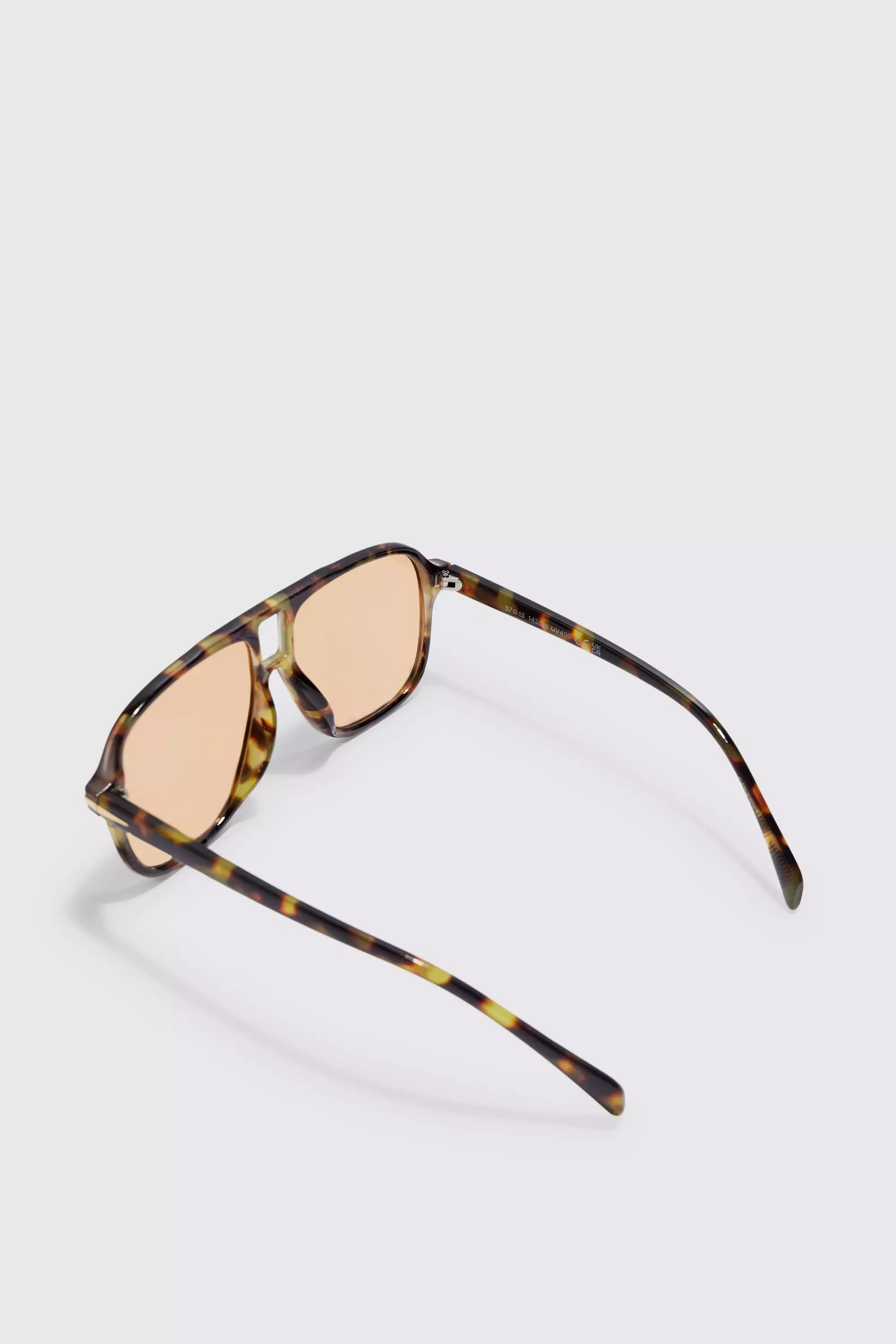 Brown Plastic Aviator Clear Lens Sunglasses alternative image