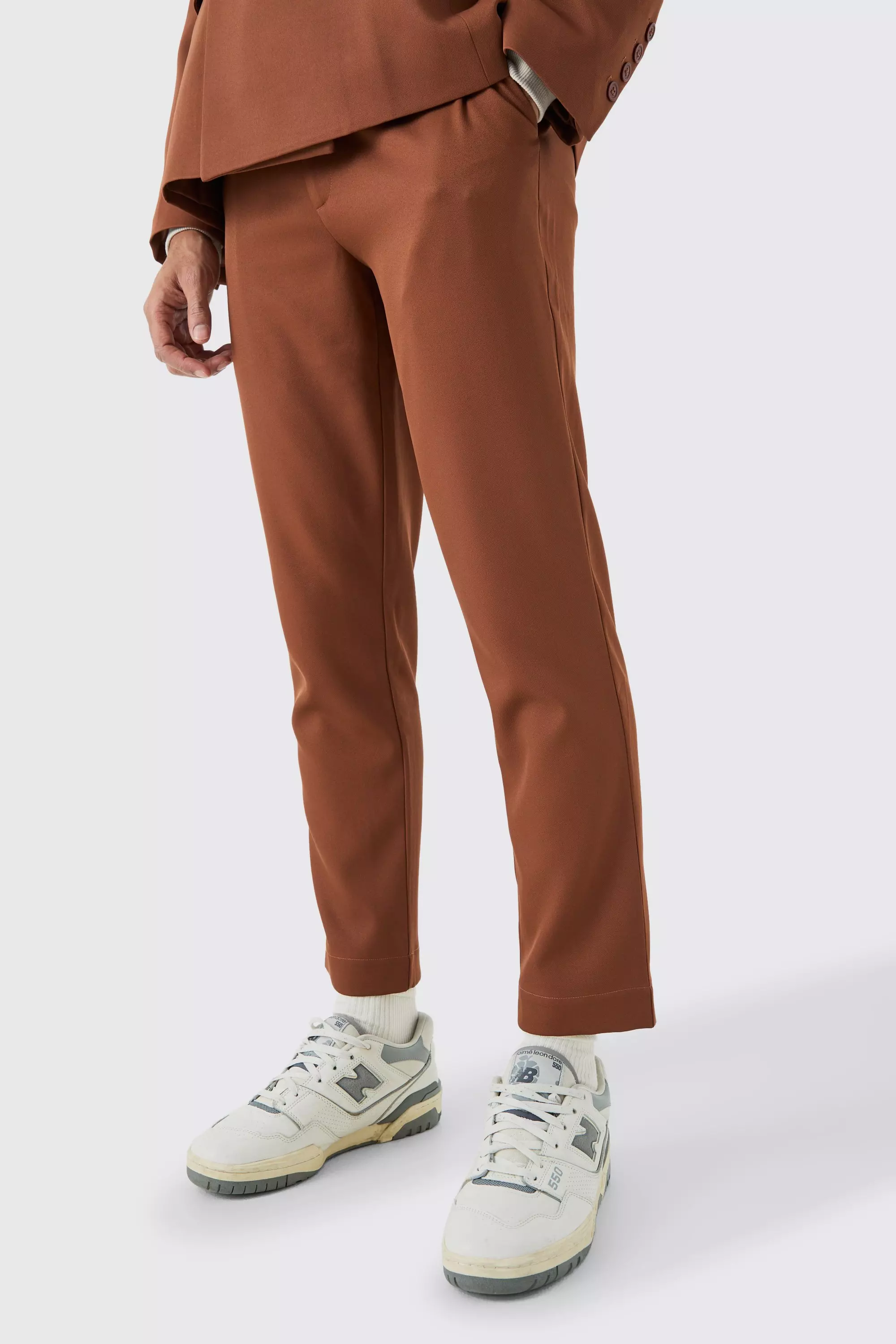 Boohooman cropped trousers hot sale