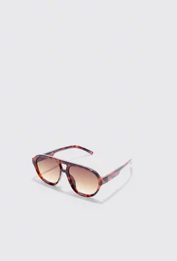 Plastic Aviator Tortoise Shell Sunglasses Brown