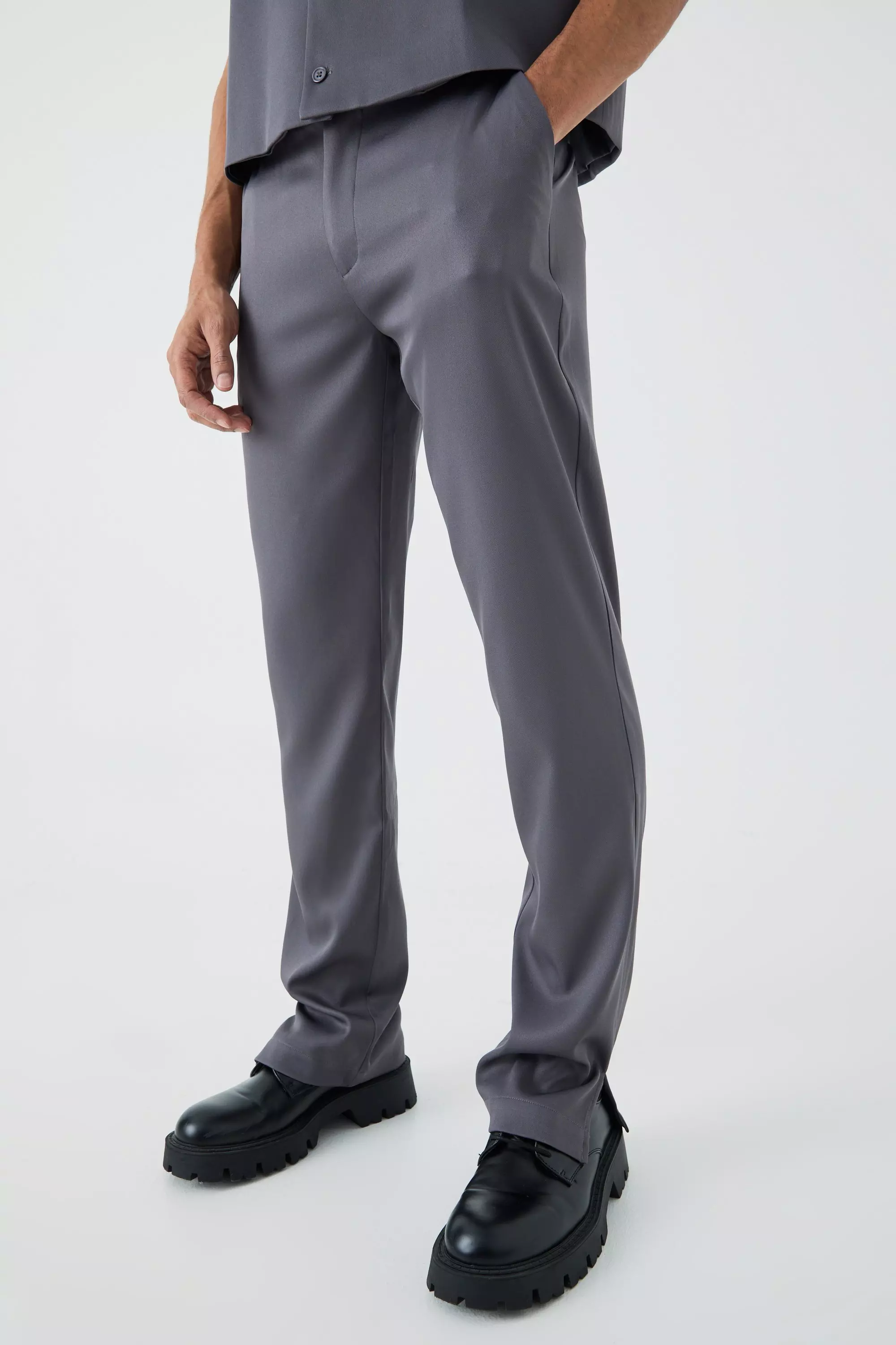 Mix & Match Tailored Split Hem Pants Charcoal