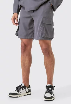 Charcoal Grey Mix & Match Tailored Cargo Shorts