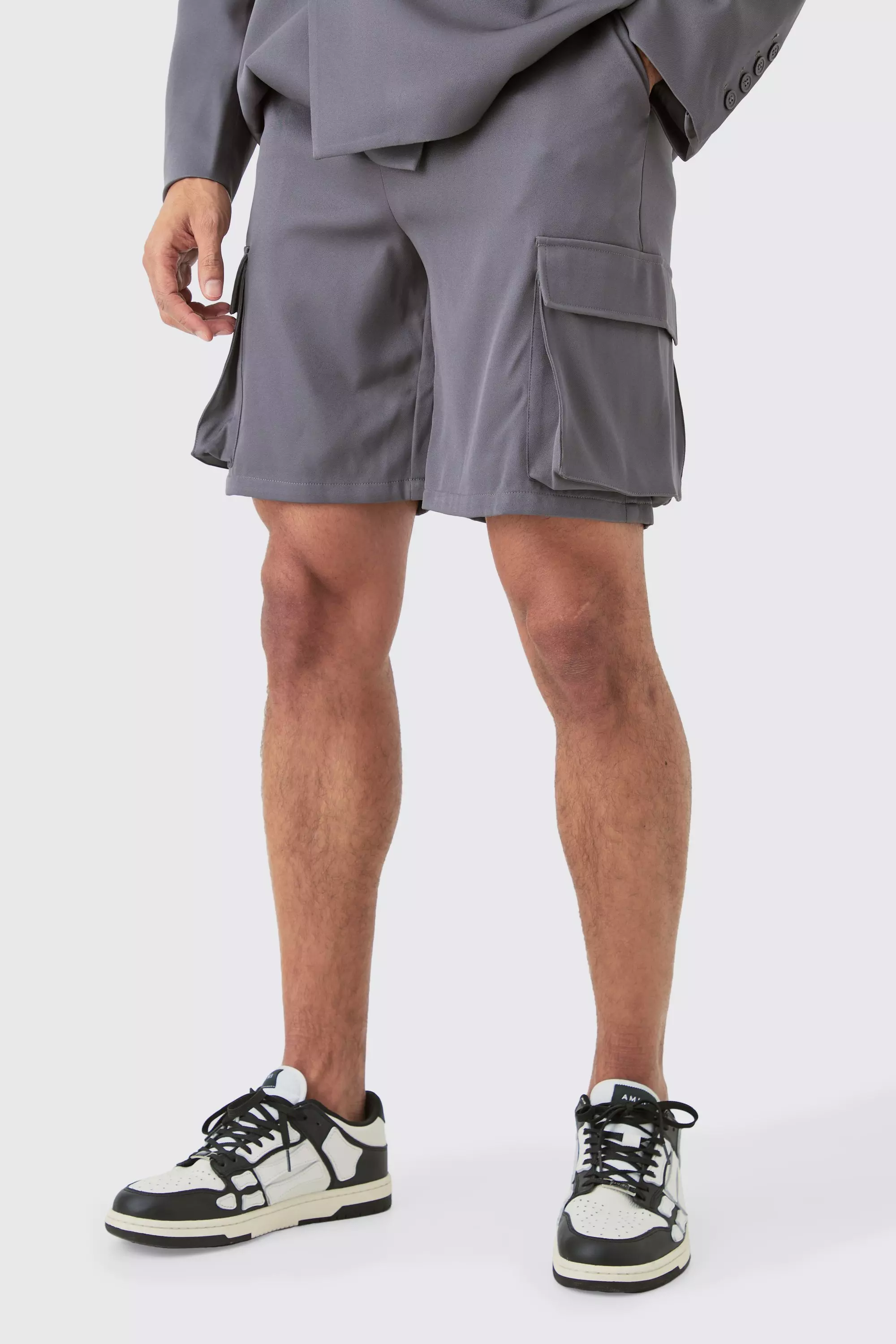 Mix & Match Tailored Cargo Shorts Charcoal