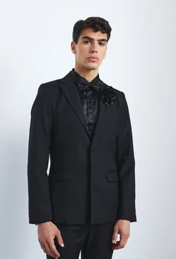 Black Pocket Square Single Breasted Tailored Jacket