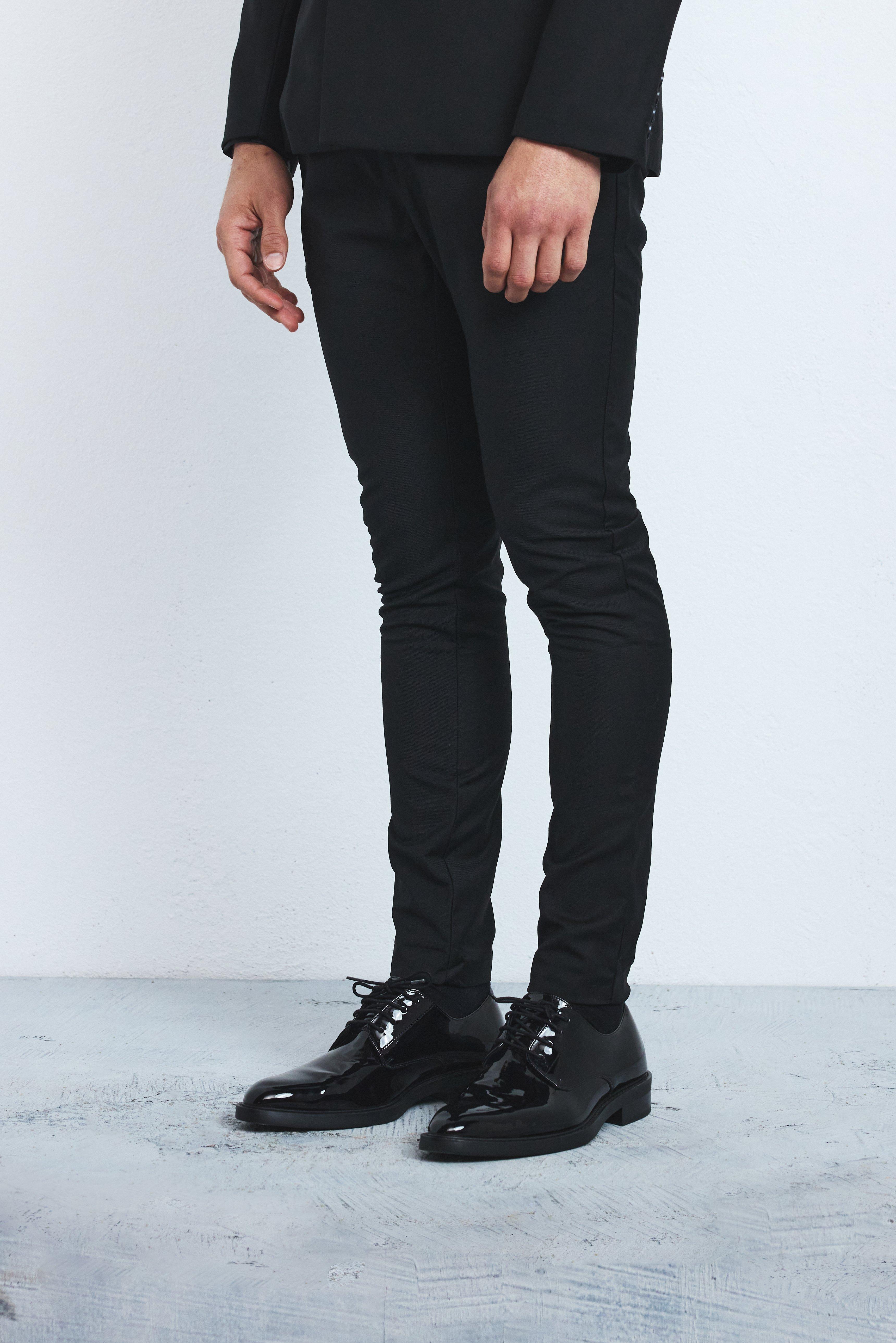 Black Super Skinny Fixed Waist Tailored Trousers