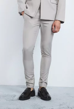 Super Skinny Fixed Waist Tailored Trousers Stone