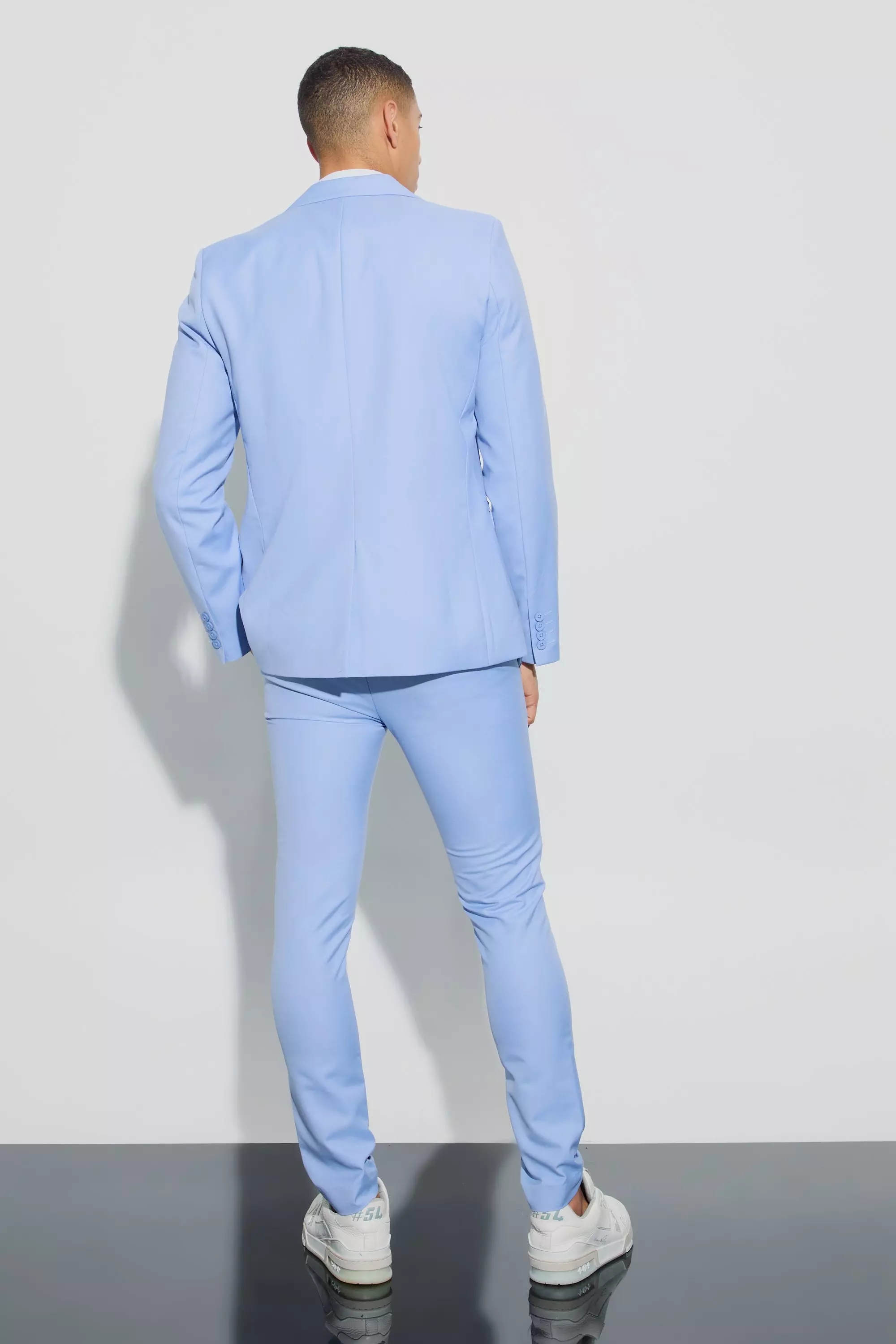 Blue Super Skinny Fixed Waist Tailored Trousers alternative image