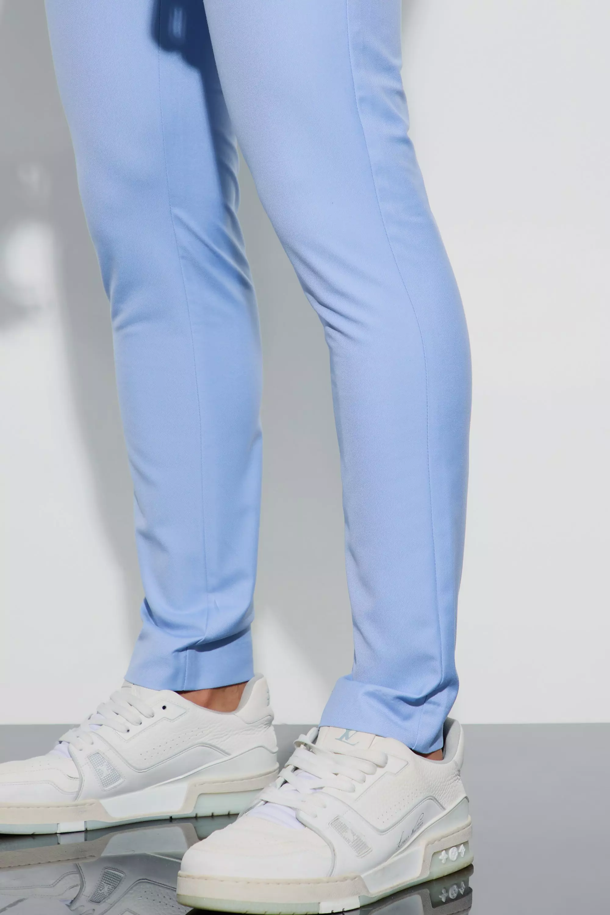 Blue Super Skinny Fixed Waist Tailored Trousers alternative image